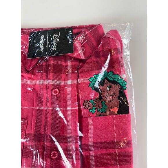 NWT Cakeworthy Disney Lilo Embroidered Red Plaid Flannel Sz XL Pudge Graffiti - Picture 2 of 12